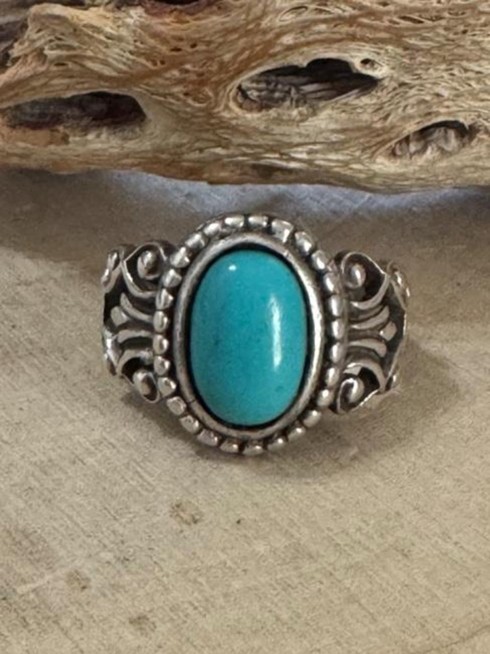 Vintage 925 Sterling Silver Avon Turquoise Scroll Sterling Silver Ring Size 7